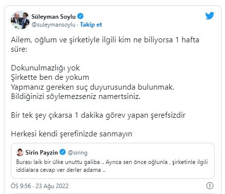 Bakan Soylu'dan Şirin Payzın'ın iddialarına sert tepki: Herkesi kendi şerefinizde sanmayın